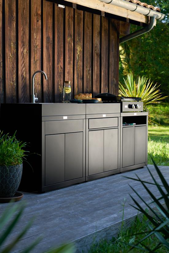 Meuble Cuisson Avec Tablette, 80 X 55 cm Noir